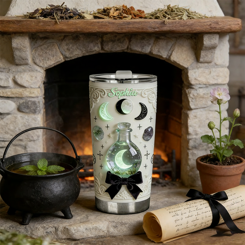 Personalized 2D Flat Potion Moonlight 20oz Tumbler Custom Magic Witch Themed Tumbler for Magic Lovers
