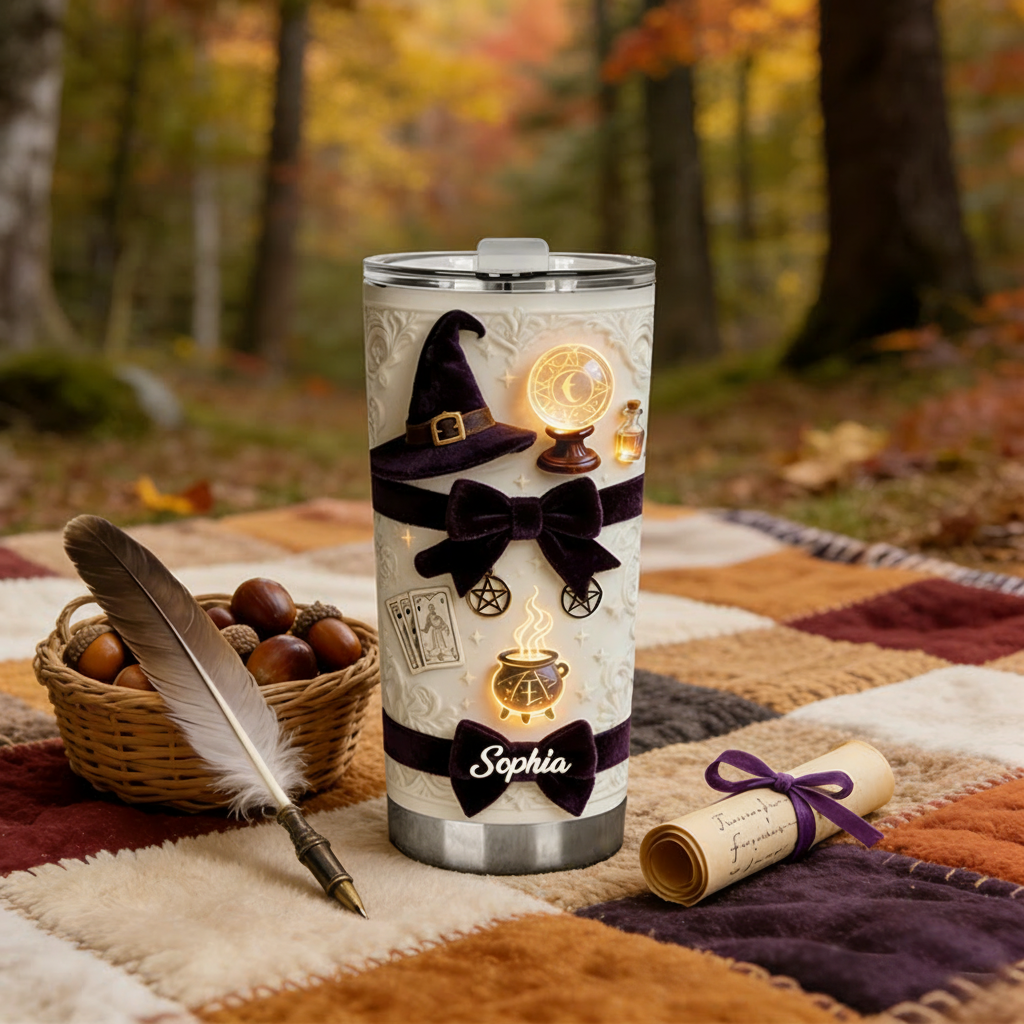 Personalized 2D Flat Mystic Witchcraft 20oz Tumbler Custom Magic Witch Themed Tumbler for Magic Lovers