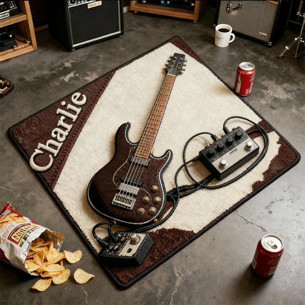 Personalized 2D Flat Bassline Vibes Rug for Music Lovers Gift for Kids Music Studio