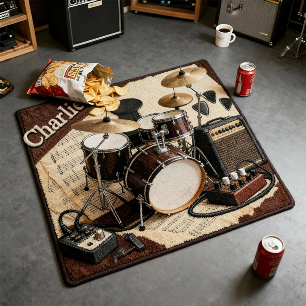 Personalized 2D Flat Rhythm Beats Rug for Music Lovers Gift for Kids Music Studio