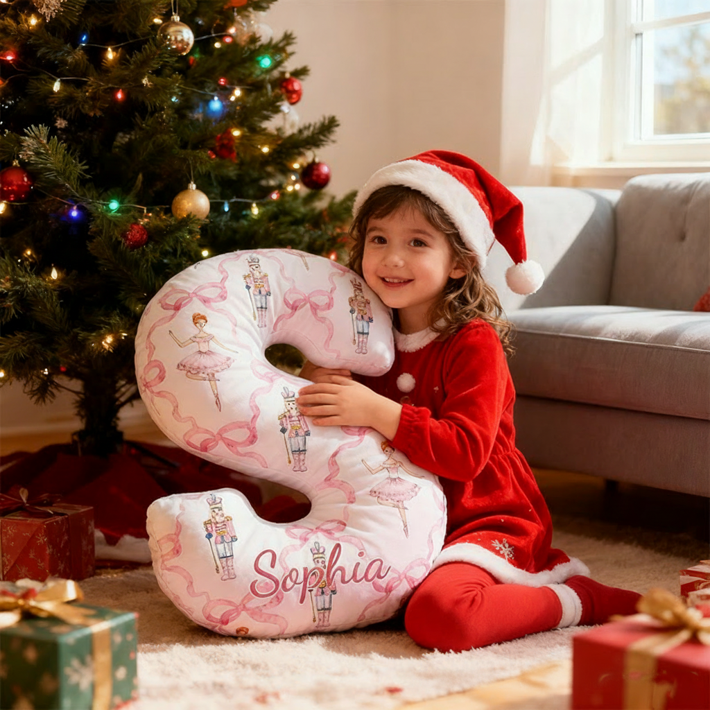 Personalized Nutcracker Ballet Alphabet Shaped Pillow for Dance Lovers Initial Pillow Christmas Gift for Kids