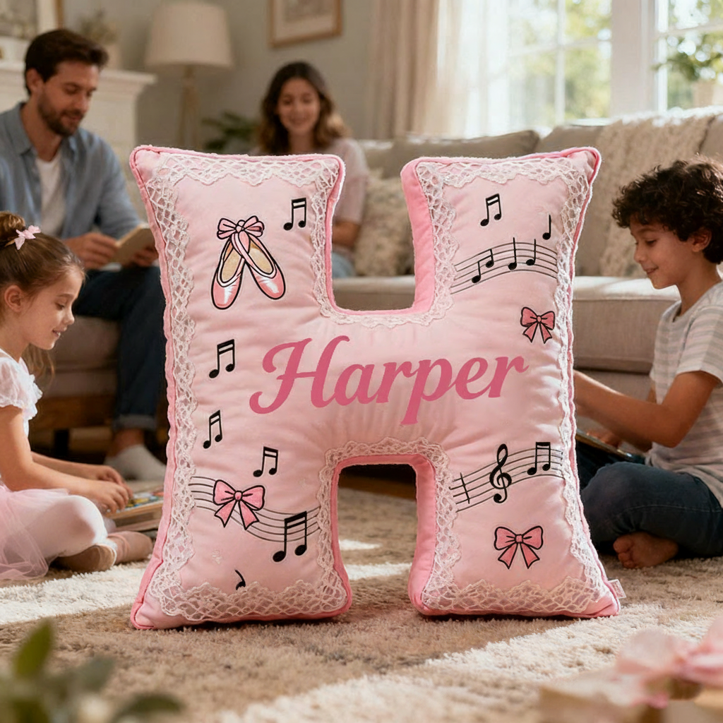 Personalized Graphic 3D Print Ballet Dance Pillow With Your Own Name Soft Stuffed Toy for Kids Unique Decorative Cushion for Girls' Room
