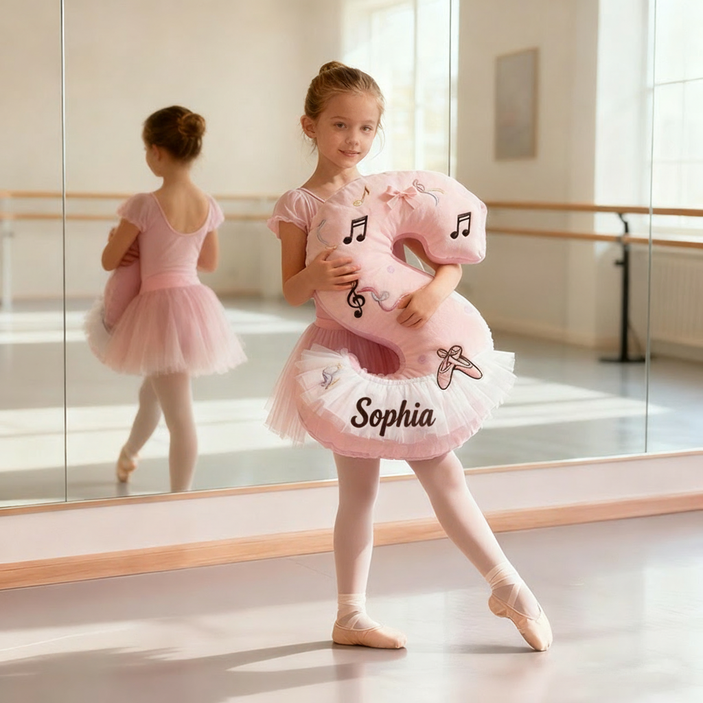 Personalized Graphic 3D Print Ballet Pillow With Your Own Name Soft Stuffed Toy for Kids Unique Decorative Cushion for Girls' Room