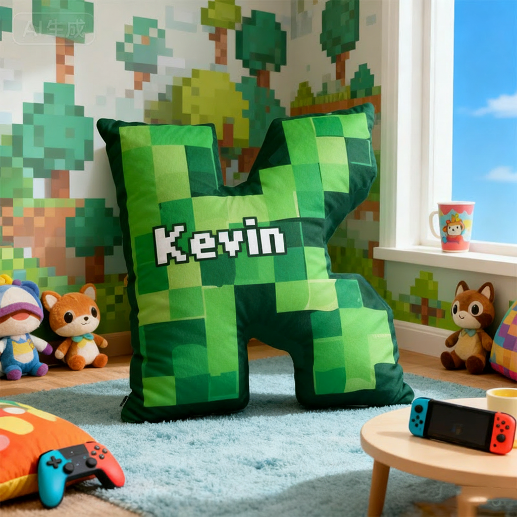Personalized Graphic 3D Print Pixel Art Style Gamer Shaped Pillow for Game Lovers Plush Pillow Christmas Gift for Kids