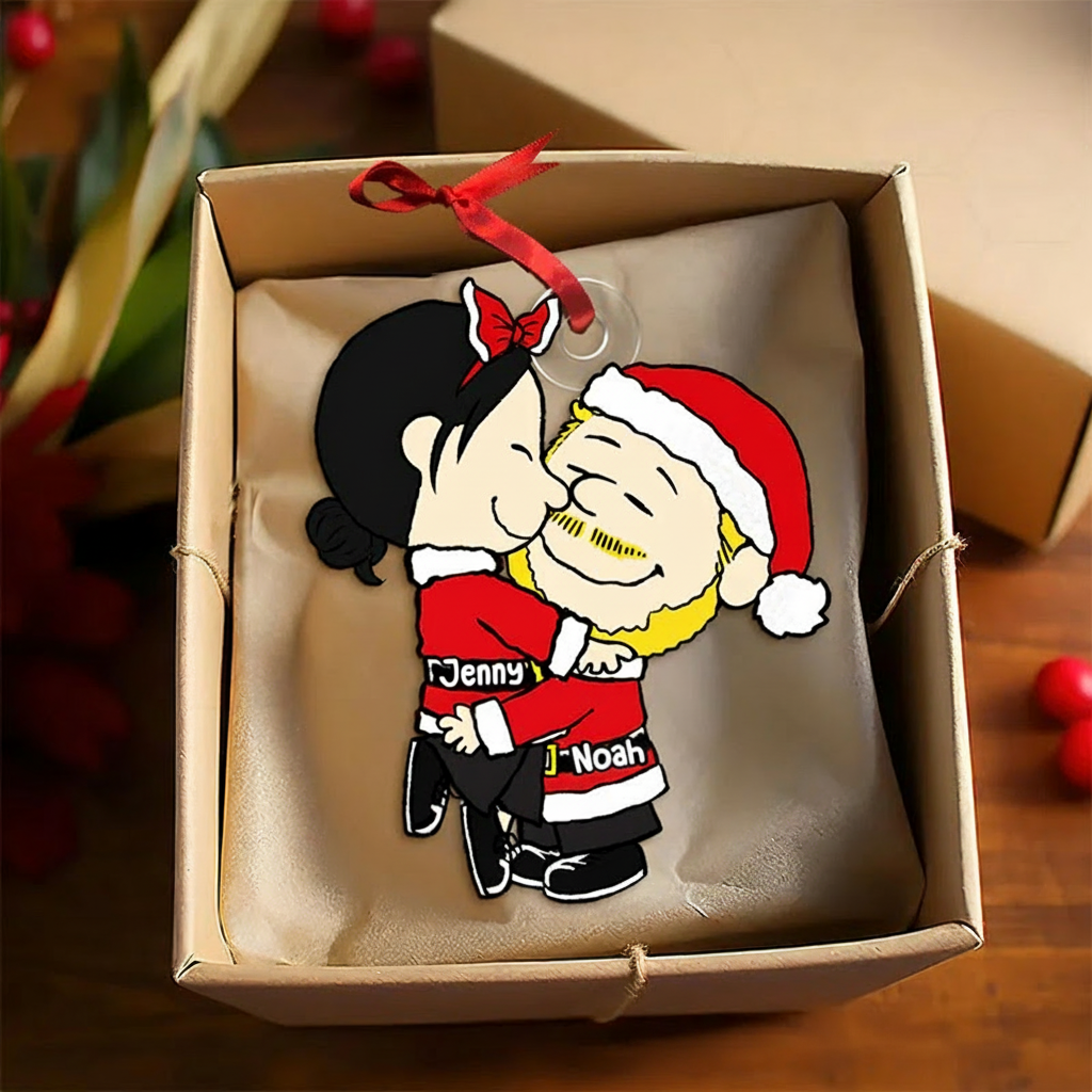 Personalized Snuggle Season Acrylic Ornament for Couple Cartoon Christmas Gift Film Xmas Gift Christmas Decor