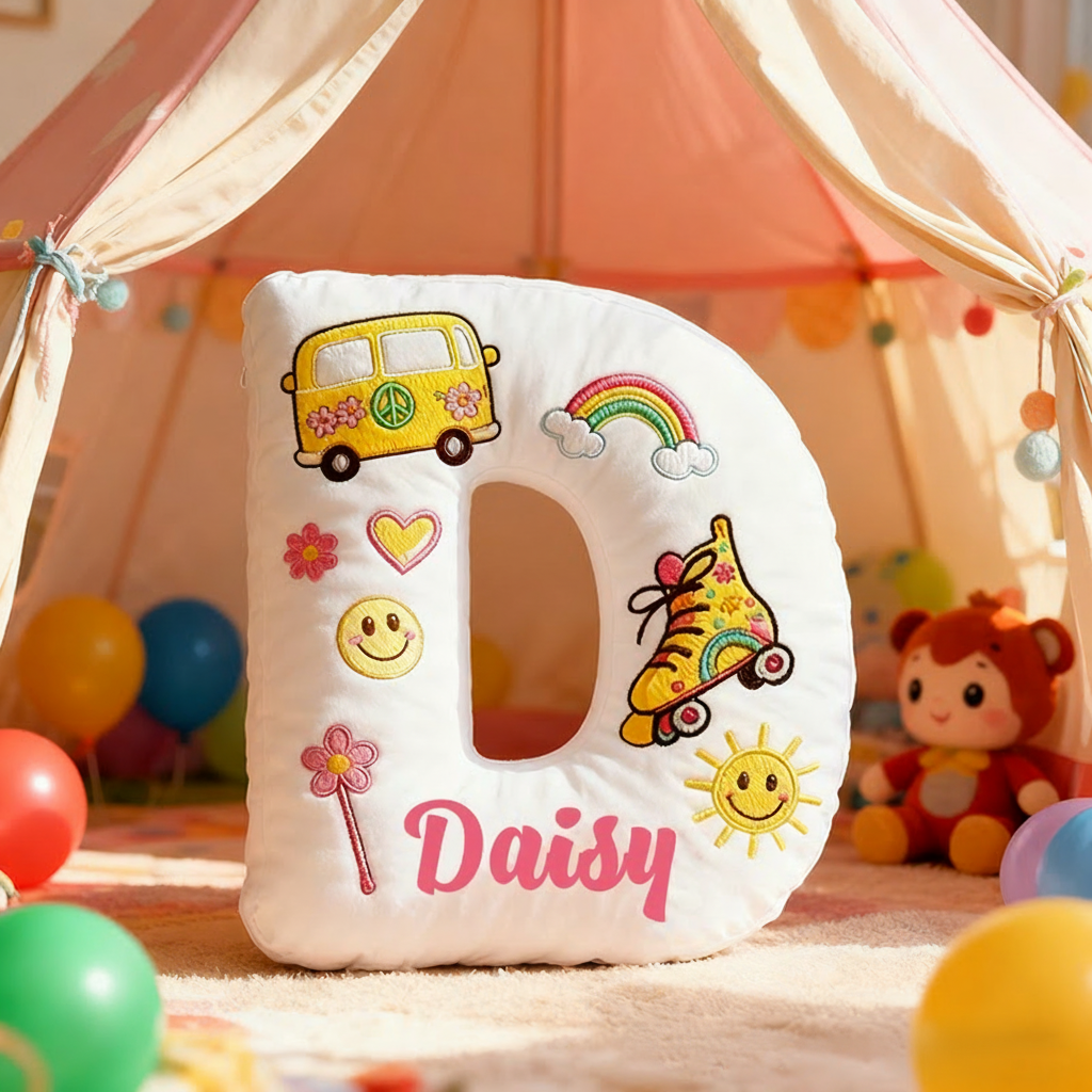 Personalized Colorful 26 Letters Cute Graphic 3D Print Pillow Beautiful Hippie Letter Custom Hippie Pillow