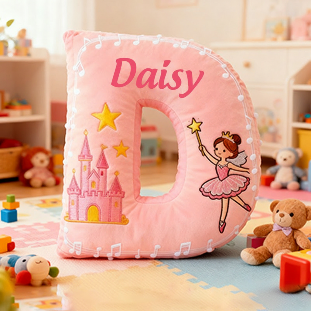 Personalized Colorful 26 Letter Castle Pattern Cute Graphic 3D Print Pillow Cute Magic Beautiful Letter Custom Pillow Gift for Kids