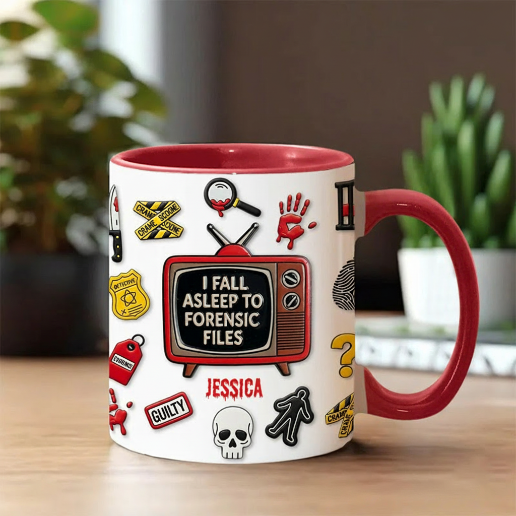 Personalized 3D Effect I Fall Asleep Crime Watching Mug TV Show Mug Movie Lover Gift for Friend Birthday Gift