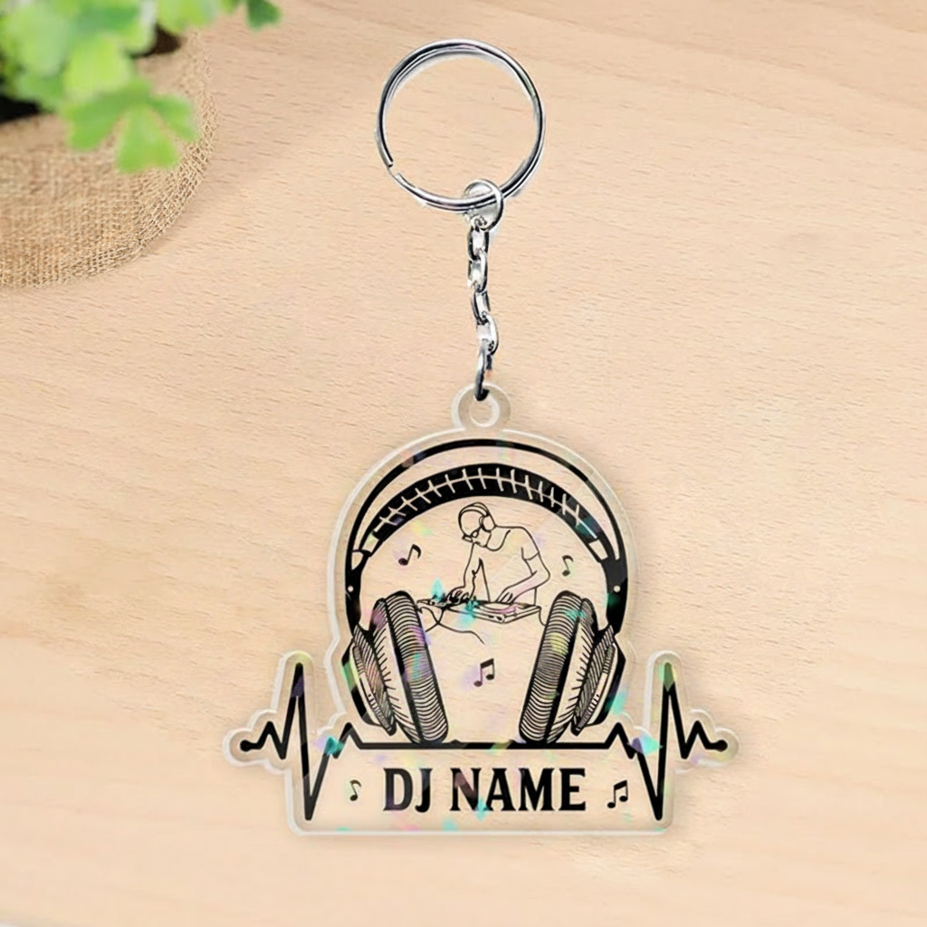 Personalized DJ Car Ornament Custom Acrylic DJ Rearview Mirror Decor Headphones Turntable Music Gift Custom DJ Gift