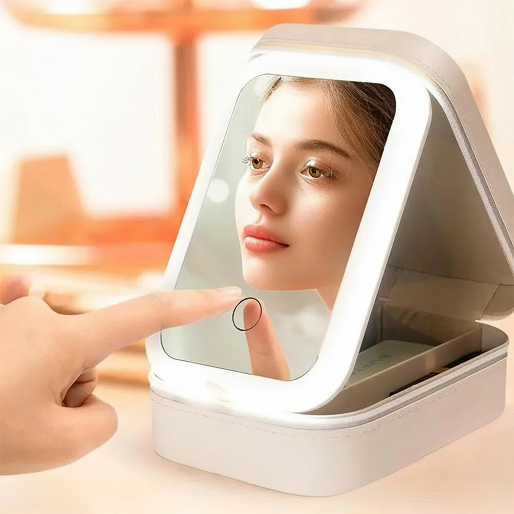 Personalized Birth Flower Butterfly Ballet Girl Leather Jewelry Box with LED Makeup Mirror Hair Pin Case Birthday Wedding Gift for Women