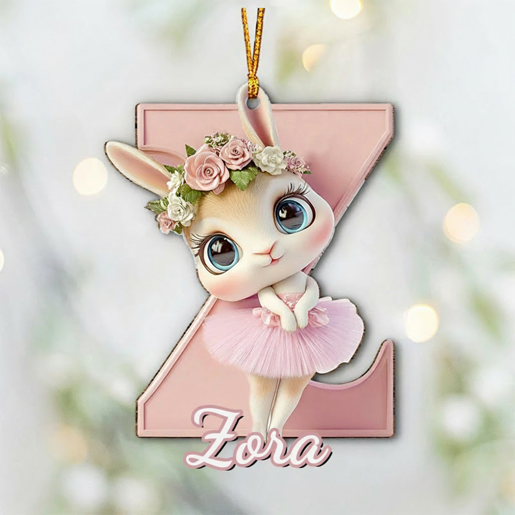 Personalized Ballet Bunny Alphabet Christmas Acrylic Ornament Dance Lovers Christmas Gift Dancer Xmas Gift Christmas Decor