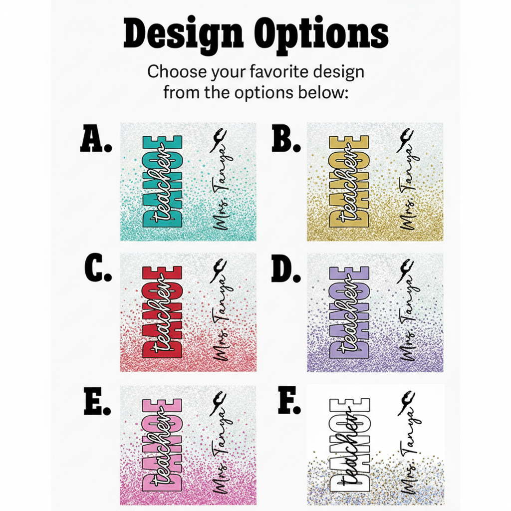 Personalized Glitter Style Tumbler Gifts for Dance Teacher Dance Lover Tumbler Gift for Teacher
