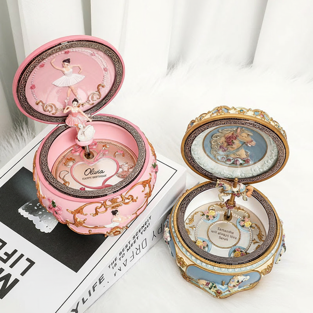 Personalized Carousel Ballerina Music Box Custom Engraved Name Musical Box Personalized Birthday Gift Christmas Gifts Keepsake Gifts