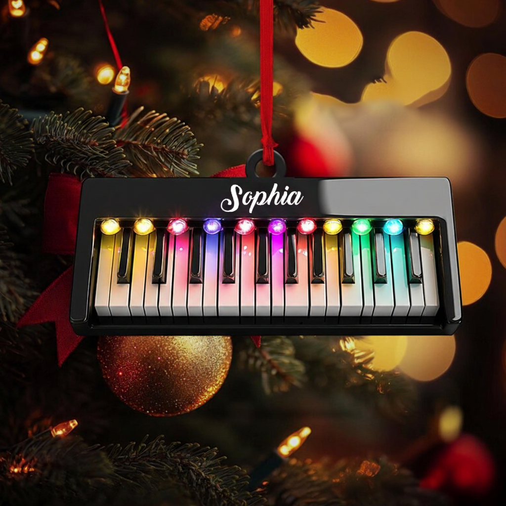 Personalized Piano Christmas Ornament Custom Piano Key Christmas Ornament Piano Lovers Gift Musician Gift
