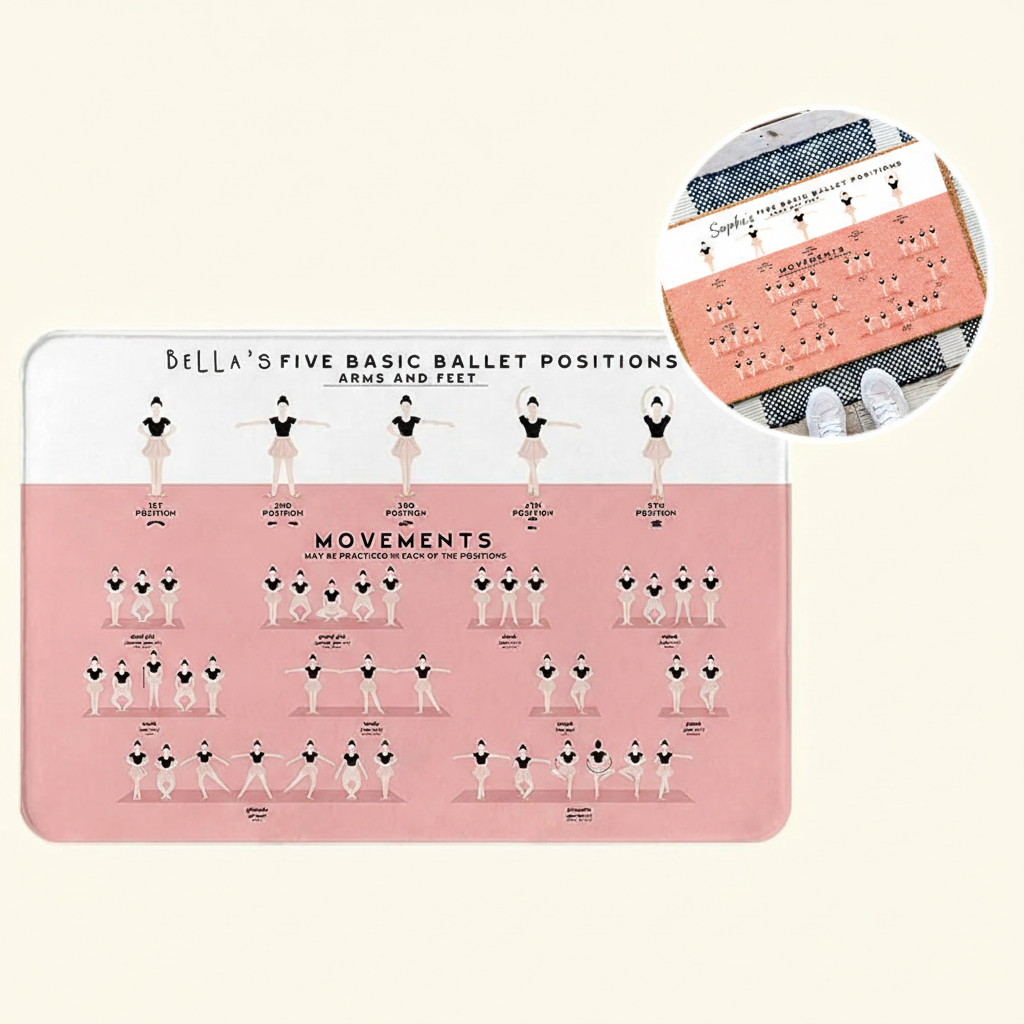 Personalized Ballet Positions & Movements Doormat Ballerina Family Door Mat Welcome Mat for Dance Lovers Housewarming Gifts