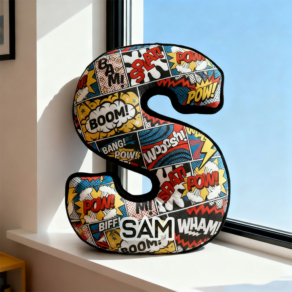 Personalized Comic Alphabet Shaped Pillow for Comic Anime Lovers Initial Pillow Christmas Gift for Kids Teenagers