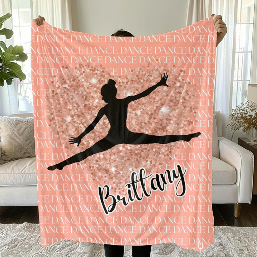Personalized Ballet Enthusiasts Gliiter Style Blanket Flannel Blanket Ballet Lover Blanket with Name for Dance Lovers Dancer
