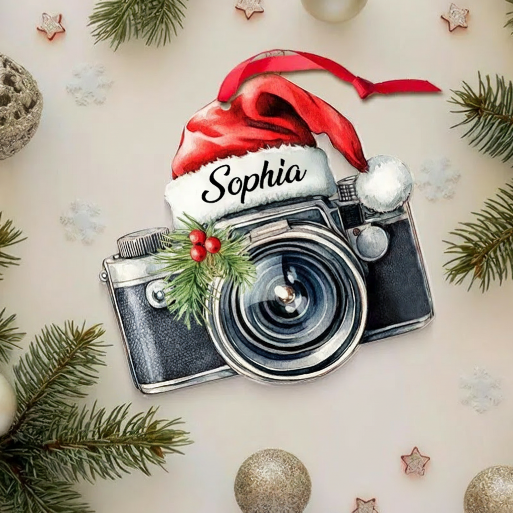 Personalized Photographer 2D Flatten Ornament Christmas 2025 Camera Lover Acrylic Ornament Christmas 2025 Gift Xmas Tree Decor