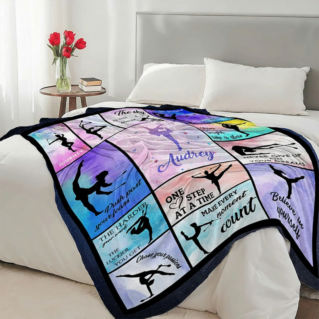Personalized Gymnastics Blanket Flannel Blanket Ballet Lover Blanket with Name for Dance Lovers Dancer