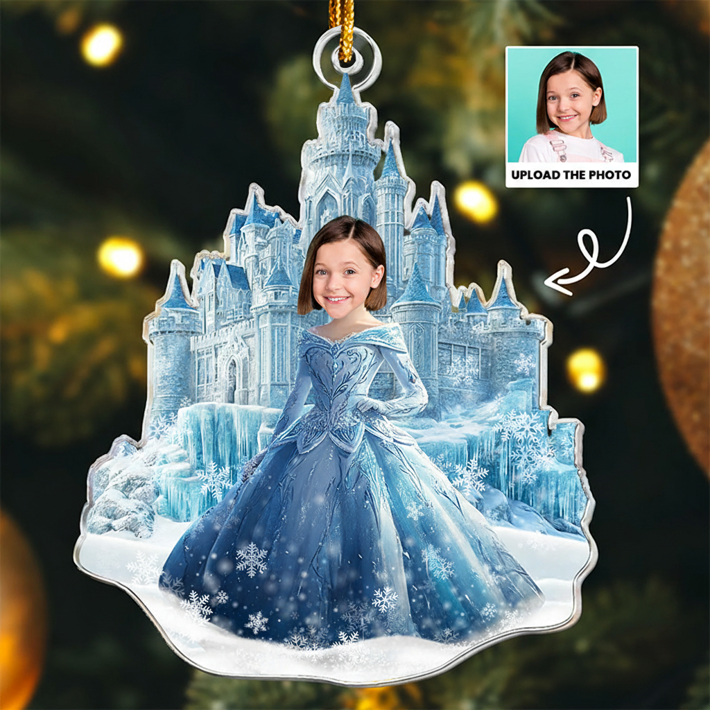 Personalized Ice Princess Custom Face Christmas Ornament 2025 Acrylic Ornament Movie Christmas Gift for Daughter Girl Kids Christmas Decor