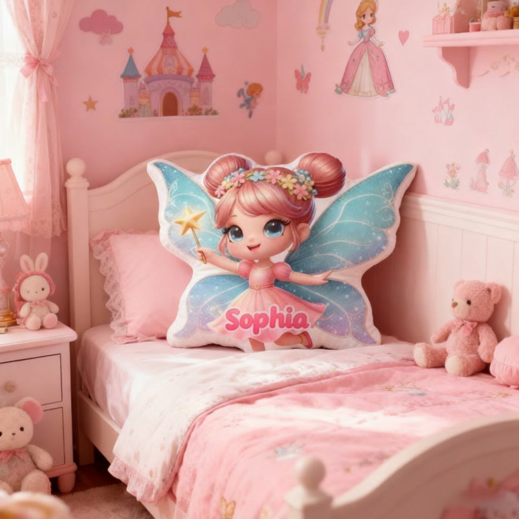 Personalized Name Pink Princess Christmas Gift Pillows Adorable Whimsical Design Graphic 3D Print Pillow for Kids