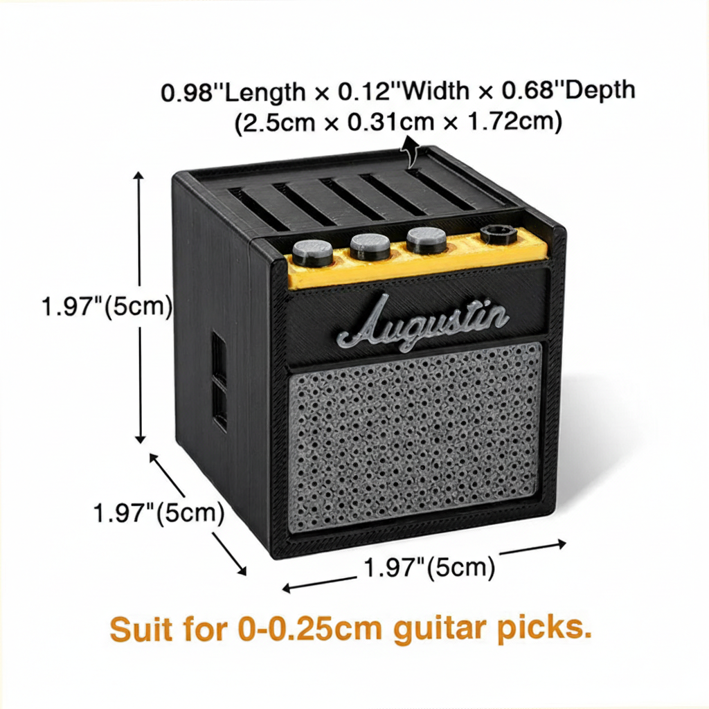 Personalized 3D Printing Retro Guitar Amp Shape Guitar Picks Holder Plectrum Storage Box with Name Birthday Gift for Musician Guitar Player