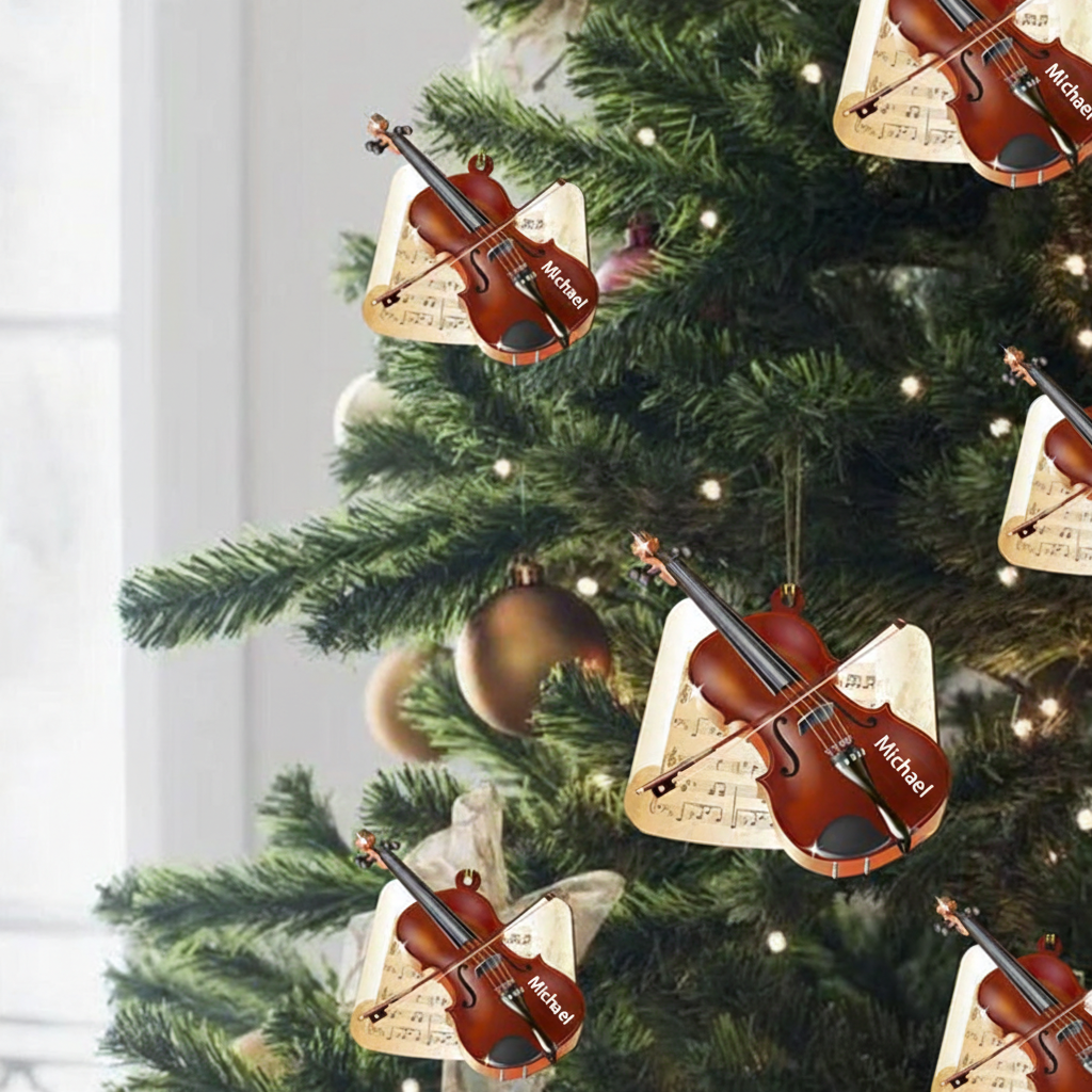 Personalized Musical Instruments Ornament and Violin Ornament Custom Names Violin Ornaments for Christmas and Violin Christmas Ornament