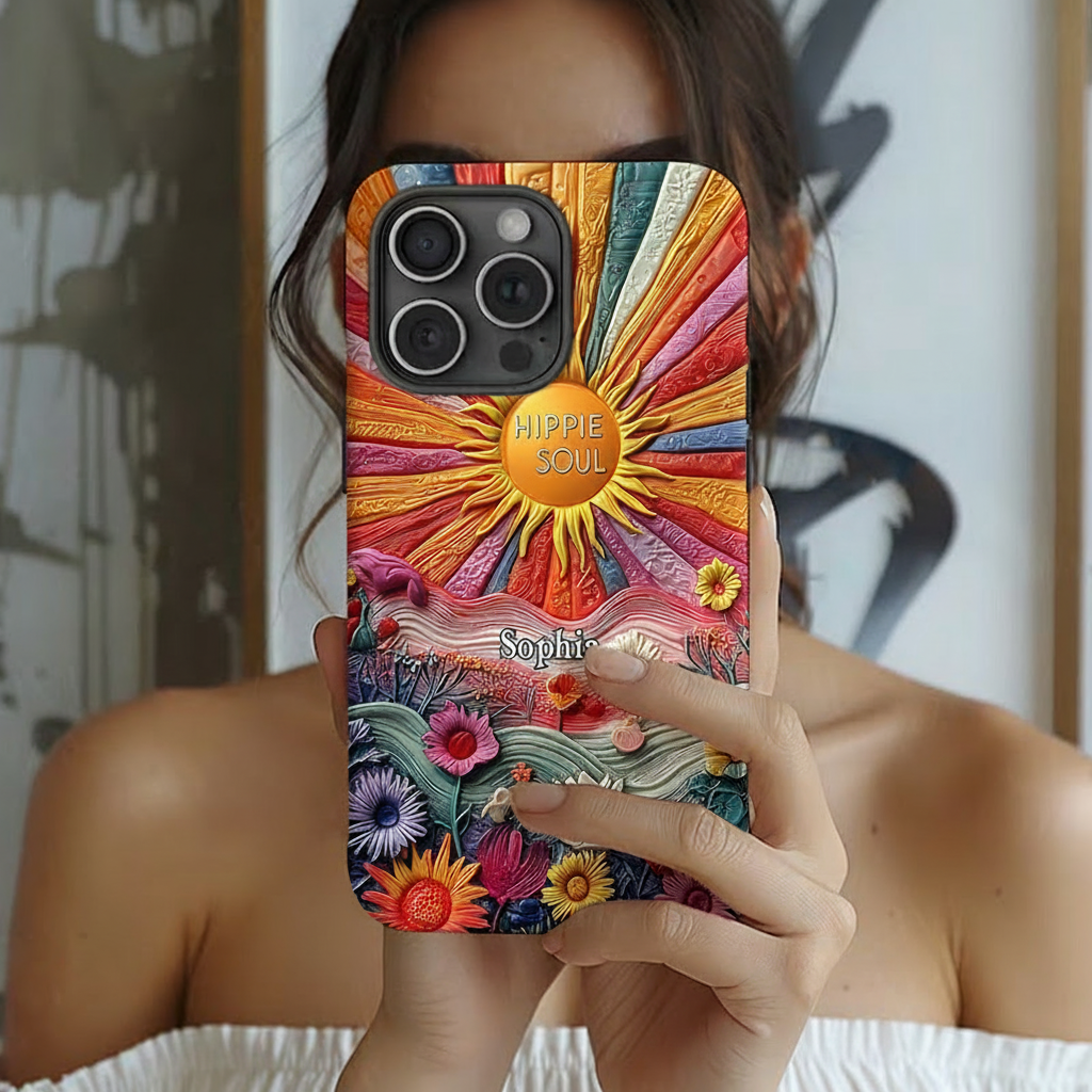 Personalized Hippie Full Print Phone Case Hippie Lover Gifts Colorful Hippie Phone Case Bohemian Phone Case