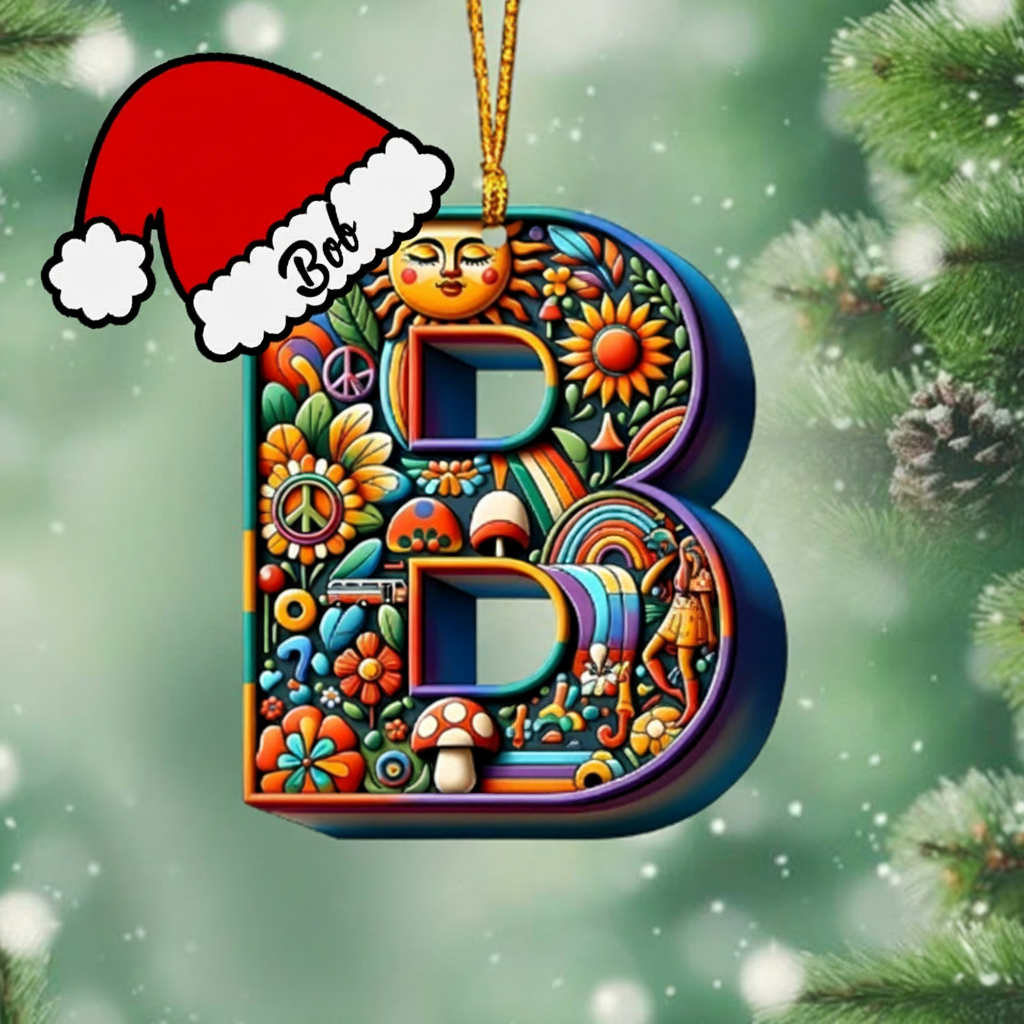 Personalized Beautiful Hippie Letter Ornament Custom Hippie Ornament