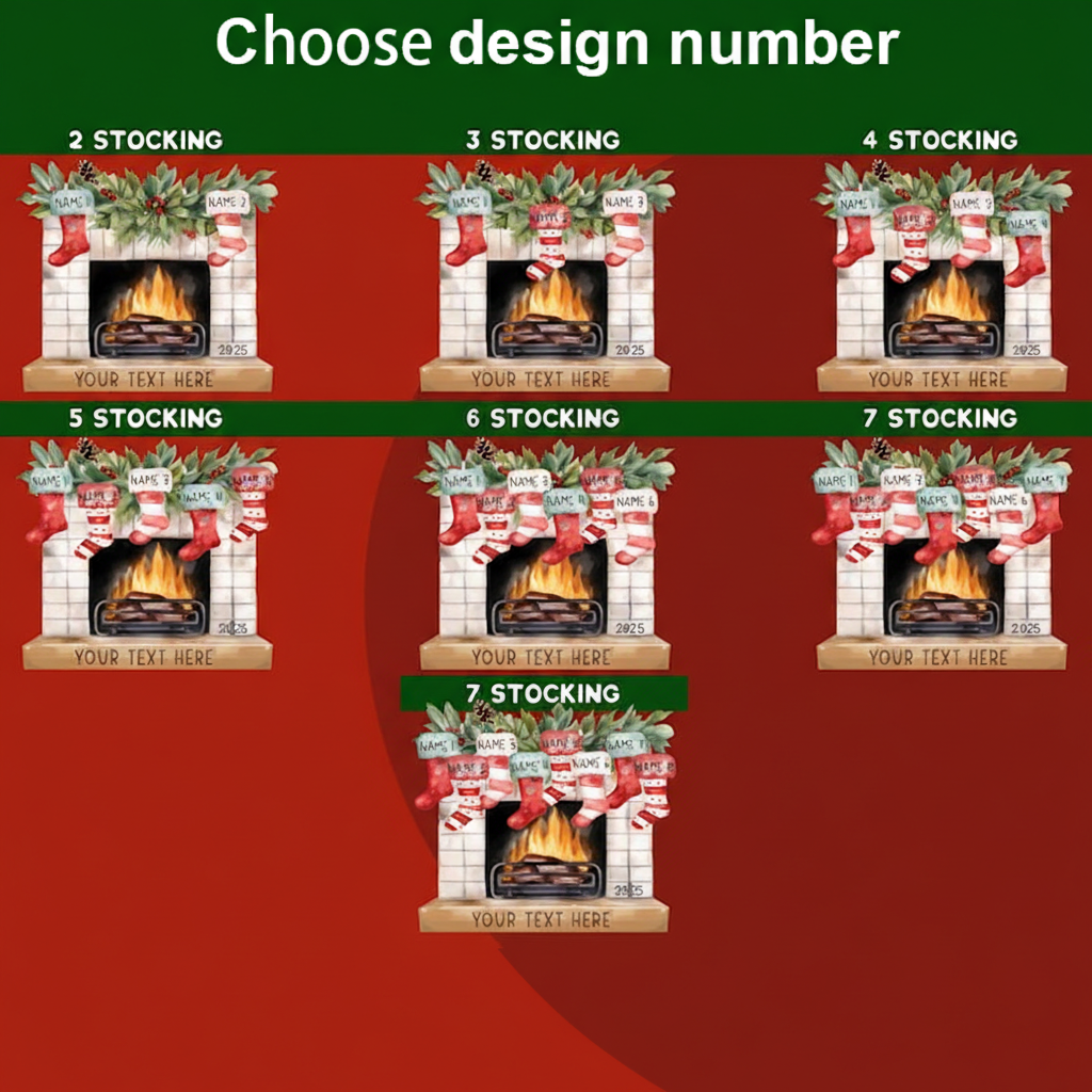 Personalized Christmas Ornaments Custom Family Christmas Stocking Christmas Ornament, Stockings on Fireplace Christmas Gift