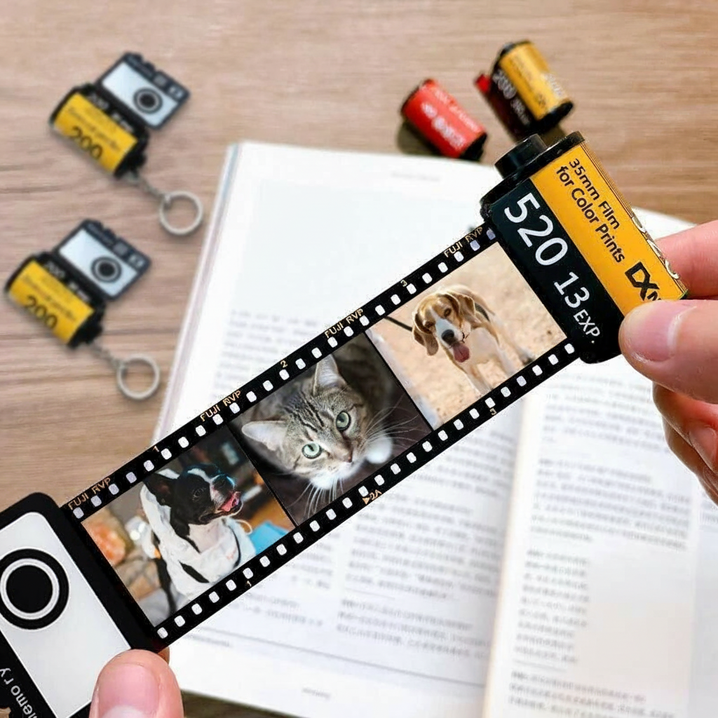 Personalized Photo Keychain Film Roll Camera Roll Keyring Custom Camera Film Keychain Anniversary Gift for Photography Lovers Memory Gift