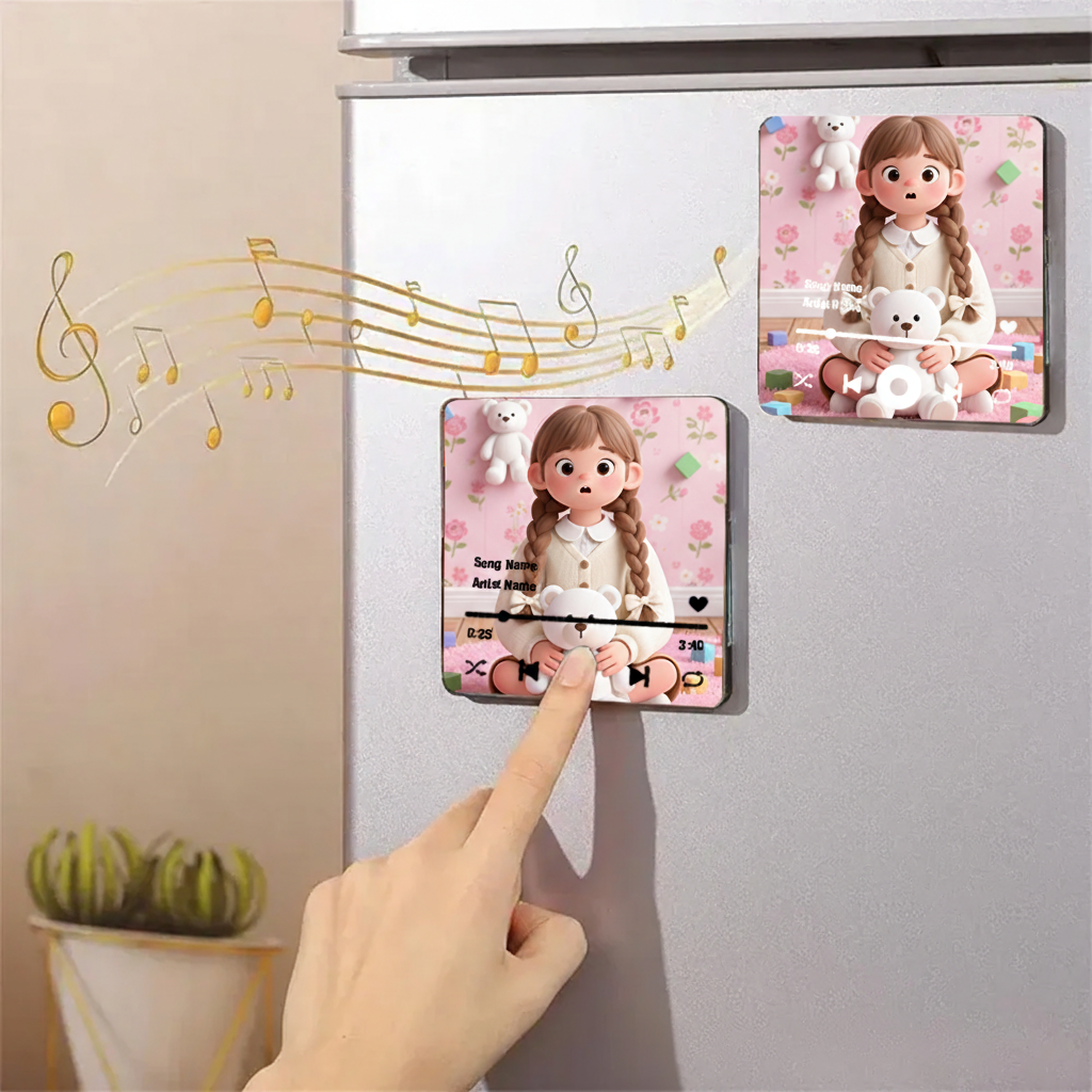 Personalized Song Fridge Magnet and Custom Music Refrigerator Magnets and Photo Fridge Magnet and Music Plaque and Christmas Gifts for Kids