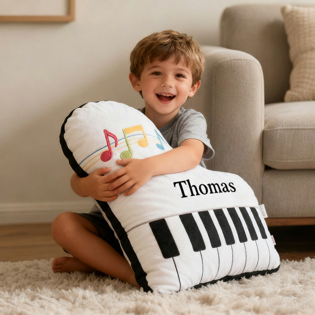 Personalized Graphic 3D Print Piano Pillow With Your Own Name Soft Stuffed Toy for Kids Music Lovers Unique Decorative Cushion for Kids' Room and Music Room
