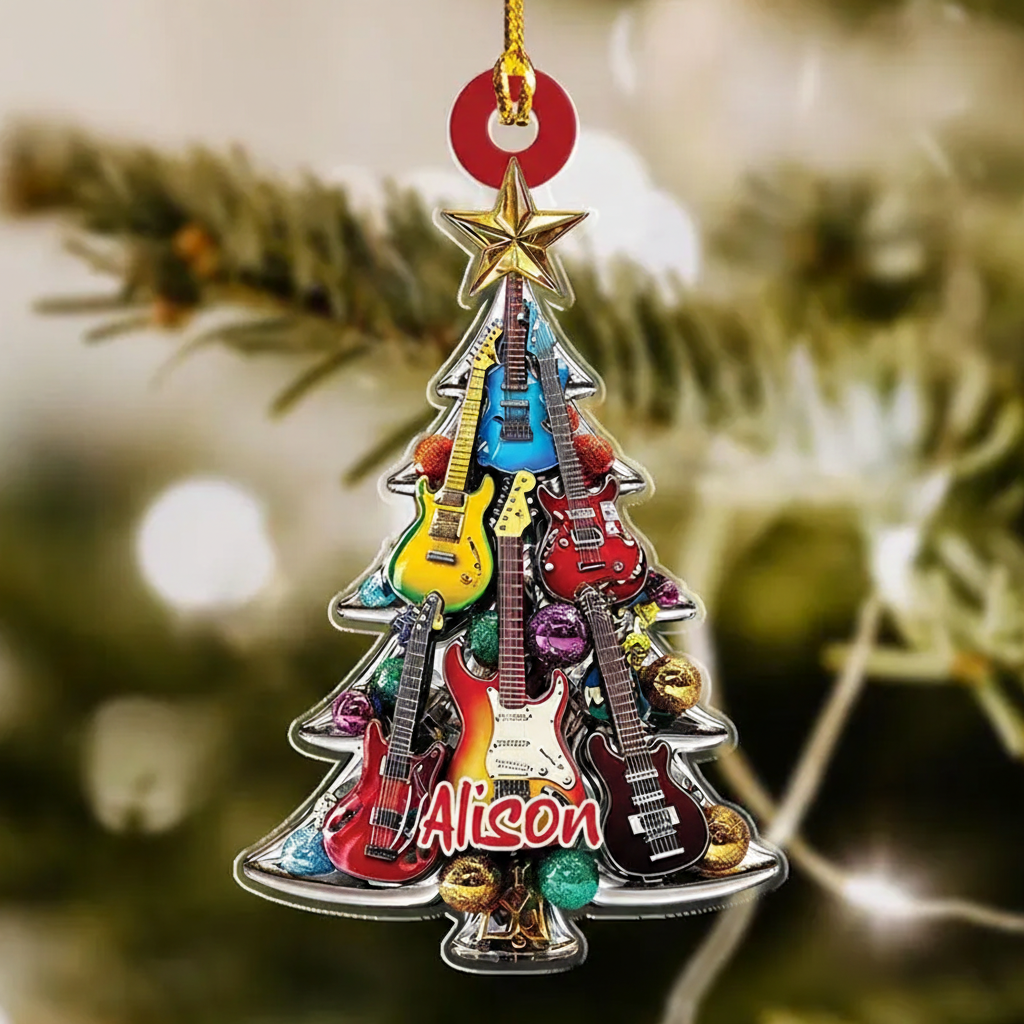 Personalized Electric Guitar Christmas Ornament Electric Guitarist Guitar Lover Gifts Guitar Ornament