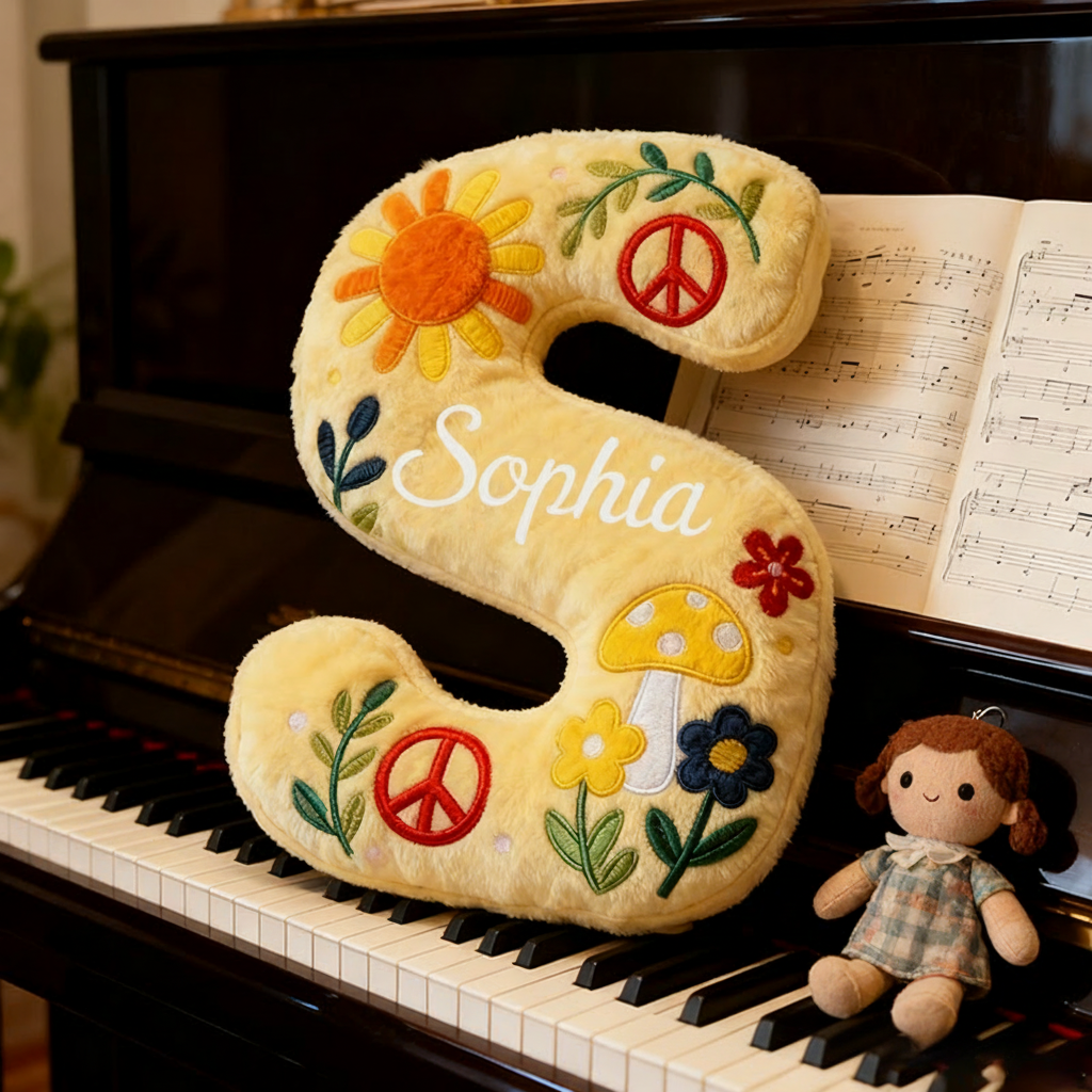 Personalized Colorful 26 Letters Cute Graphic 3D Print Pillow Beautiful Hippie Letter Custom Hippie Pillow for Kids