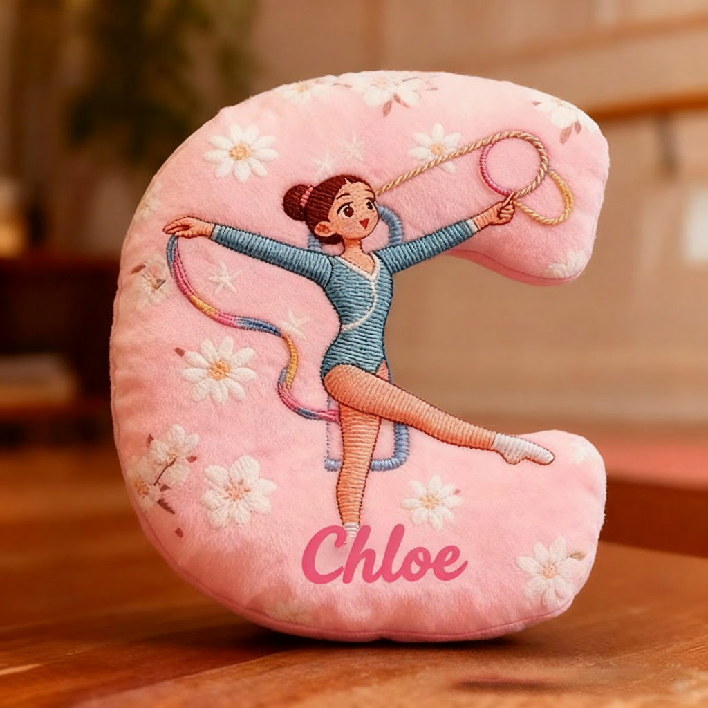 Personalized Graphic 3D Print Gymnastics Girl Pillow with Your Name Soft Stuffed Toy for Kids Unique Decorative Cushion for Girls' Room Sale-megacustom
