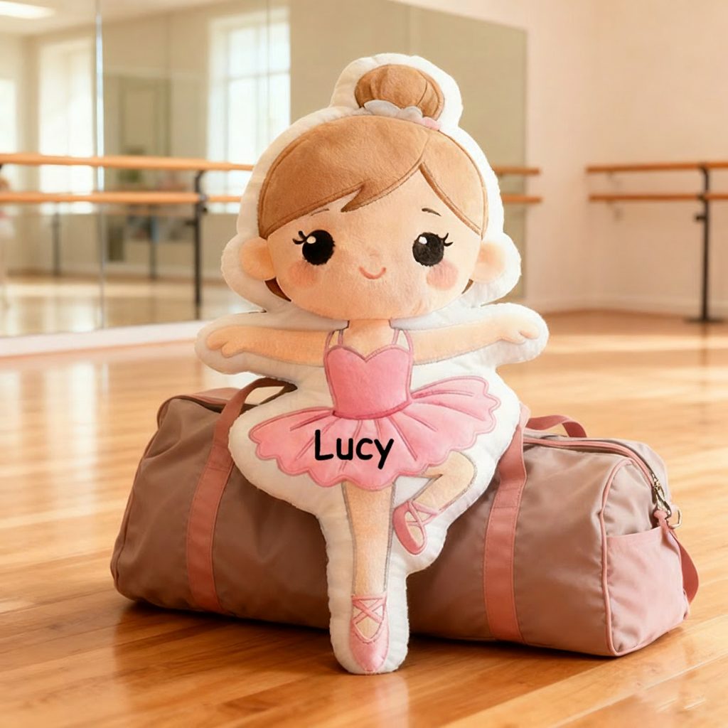 Personalized Ballet Dancers Pillow with Your Own Name Hair Color Skin Tone Soft Stuffed Toy for Kids Unique Decorative Cushion for Girls' Room and Dance Studio
