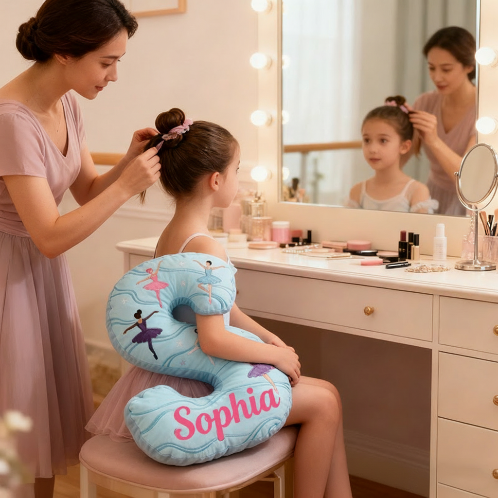 Personalized Graphic 3D Print Ballet Pillow With Your Own Name Soft Stuffed Toy for Kids Unique Decorative Cushion for Girls' Room