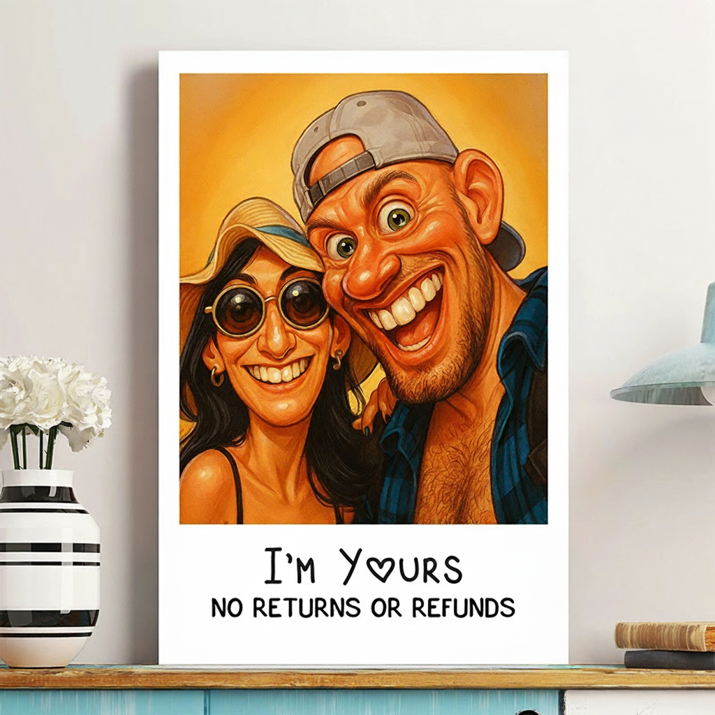 Personalized Wall Art For Funny Couples Poster Without Frame Custom Art Lover Gift Custom Portrait