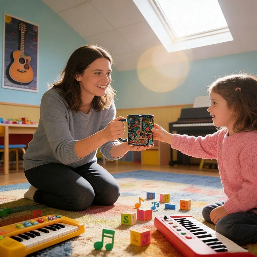 Personalized Guitar Mug Custom Name Gift for Her Music Lover Guitar Lover Present for Mother Wife Daugther Girlfriend