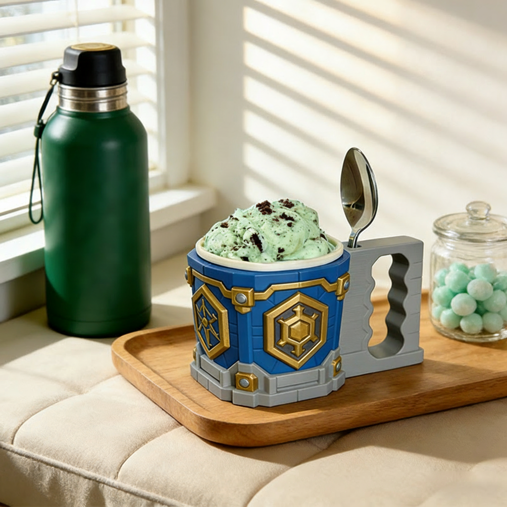 Personalized Game Hero Gamer Ice Cream Pint Holder with Spoon Slots Eco-Friendly 3D Print for Game Lovers