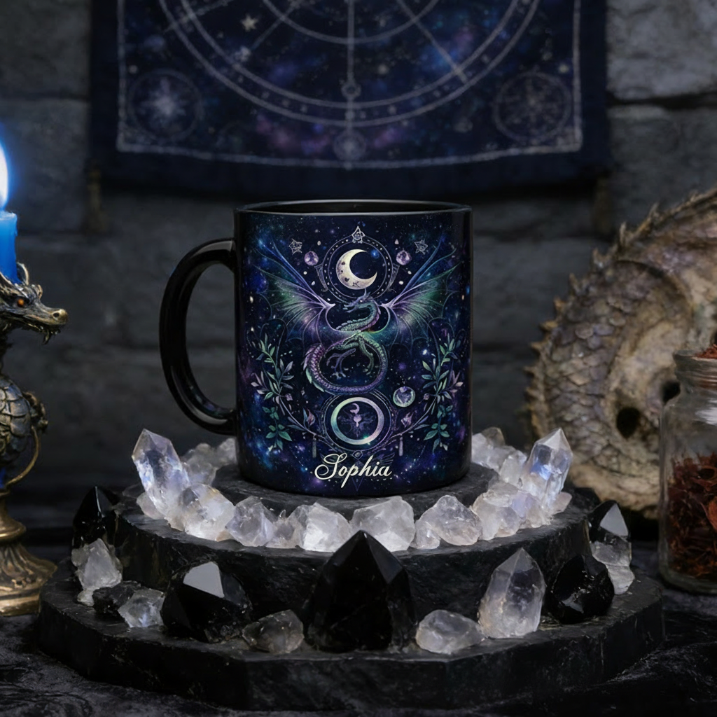 Personalized Celestial Dragon Moon Magical Mug Coffee Mug Magic Lover Mug Witchcore Gift Coffee Mug