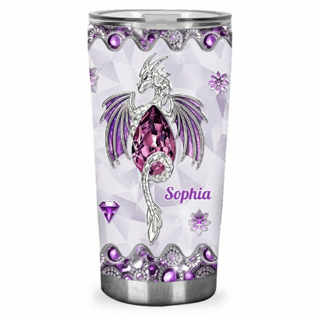 Personalized 2D Flat Love Dragons 20oz Tumbler Custom Magic Witch Themed Tumbler for Magic Lovers