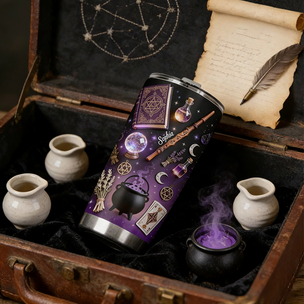 Personalized 2D Flat Mystical Potion 20oz Tumbler Custom Magic Witch Themed Tumbler for Magic Lovers