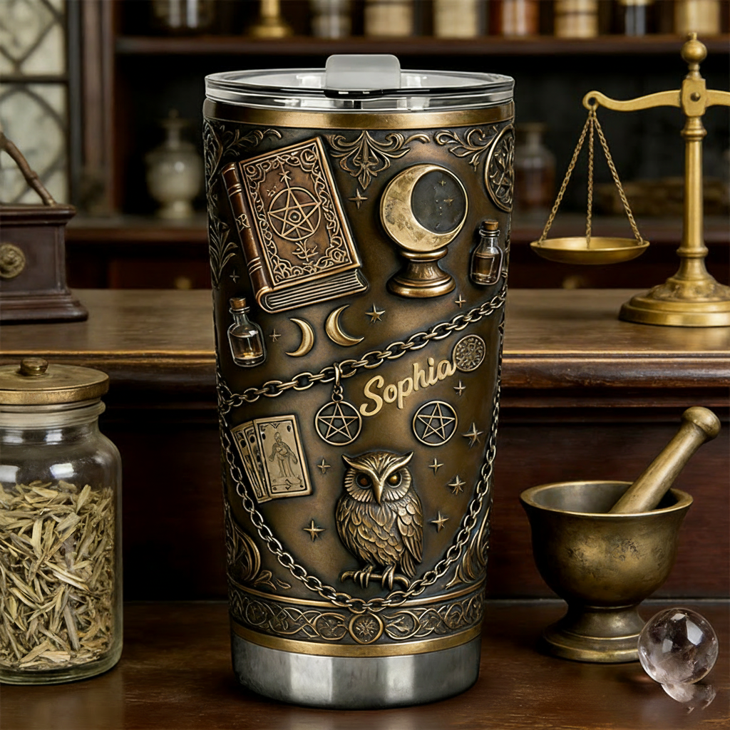 Personalized 2D Flat Arcane Relics 20oz Tumbler Custom Magic Witch Themed Tumbler for Magic Lovers