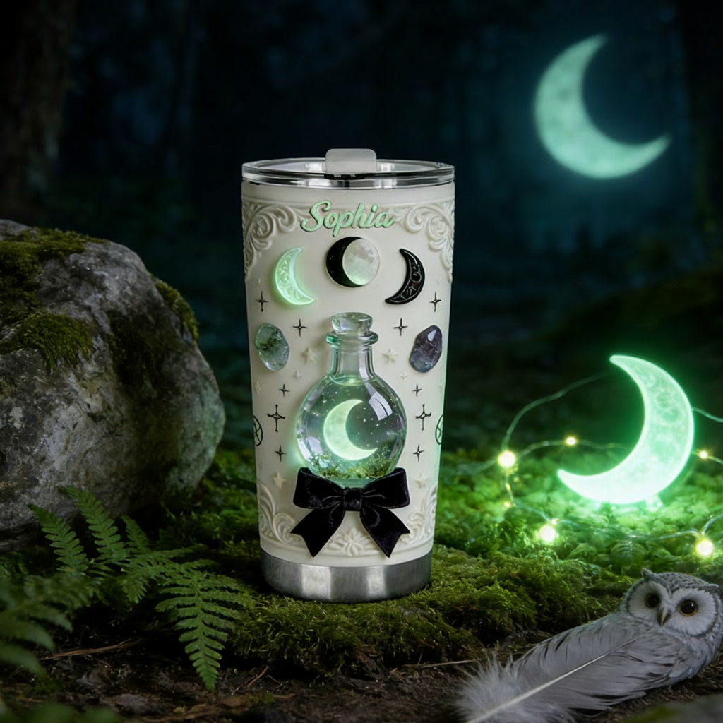 Personalized 2D Flat Potion Moonlight 20oz Tumbler Custom Magic Witch Themed Tumbler for Magic Lovers