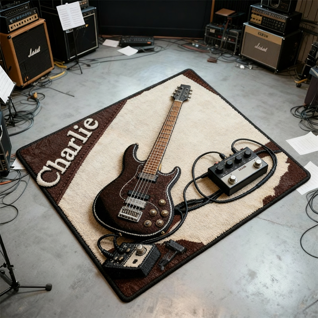 Personalized 2D Flat Bassline Vibes Rug for Music Lovers Gift for Kids Music Studio