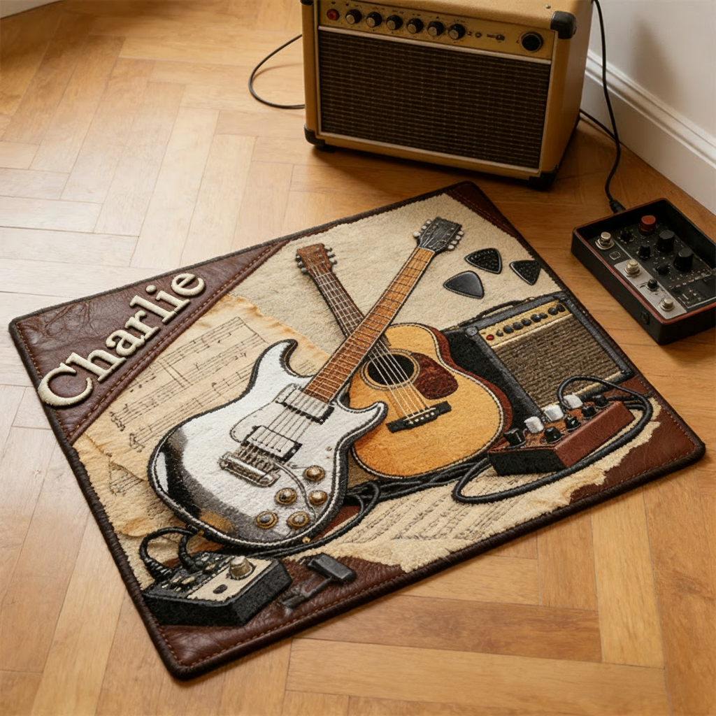 Personalized 2D Flat String Harmony Rug for Music Lovers Gift for Kids Music Studio