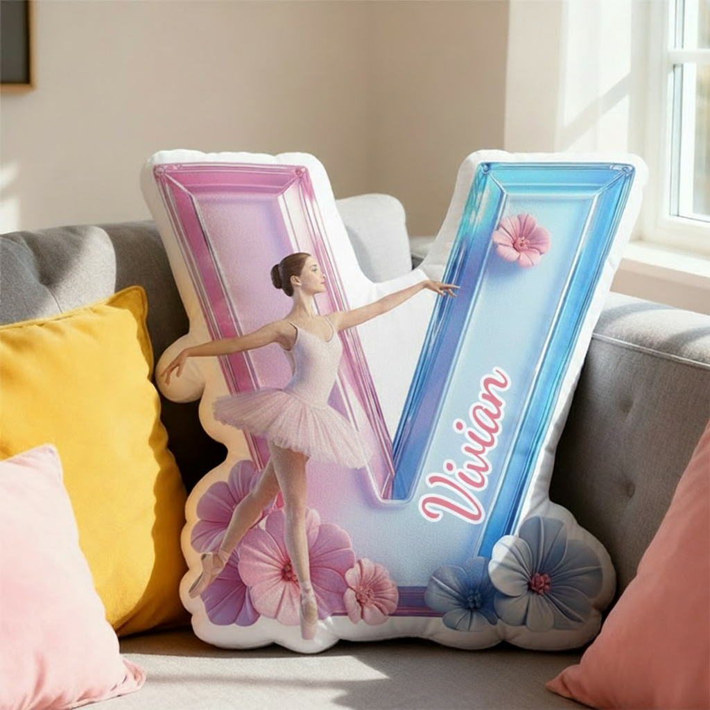 Personalized Crystal Ballet Alphabet Shaped Pillow for Dance Lovers Initial Pillow Christmas Gift for Kids