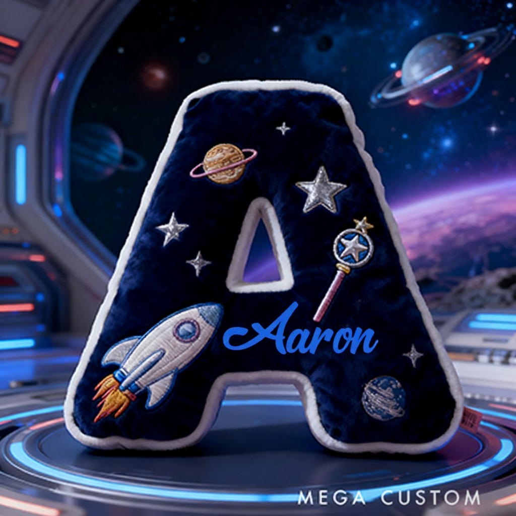 Personalized Colorful 26 Letters 3D Print Pillow Cute Adventures Among The Stars And Beyond Gift Custom Pillow Gift for Kids